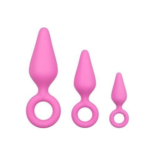 Roze buttplugs met trekring - setje